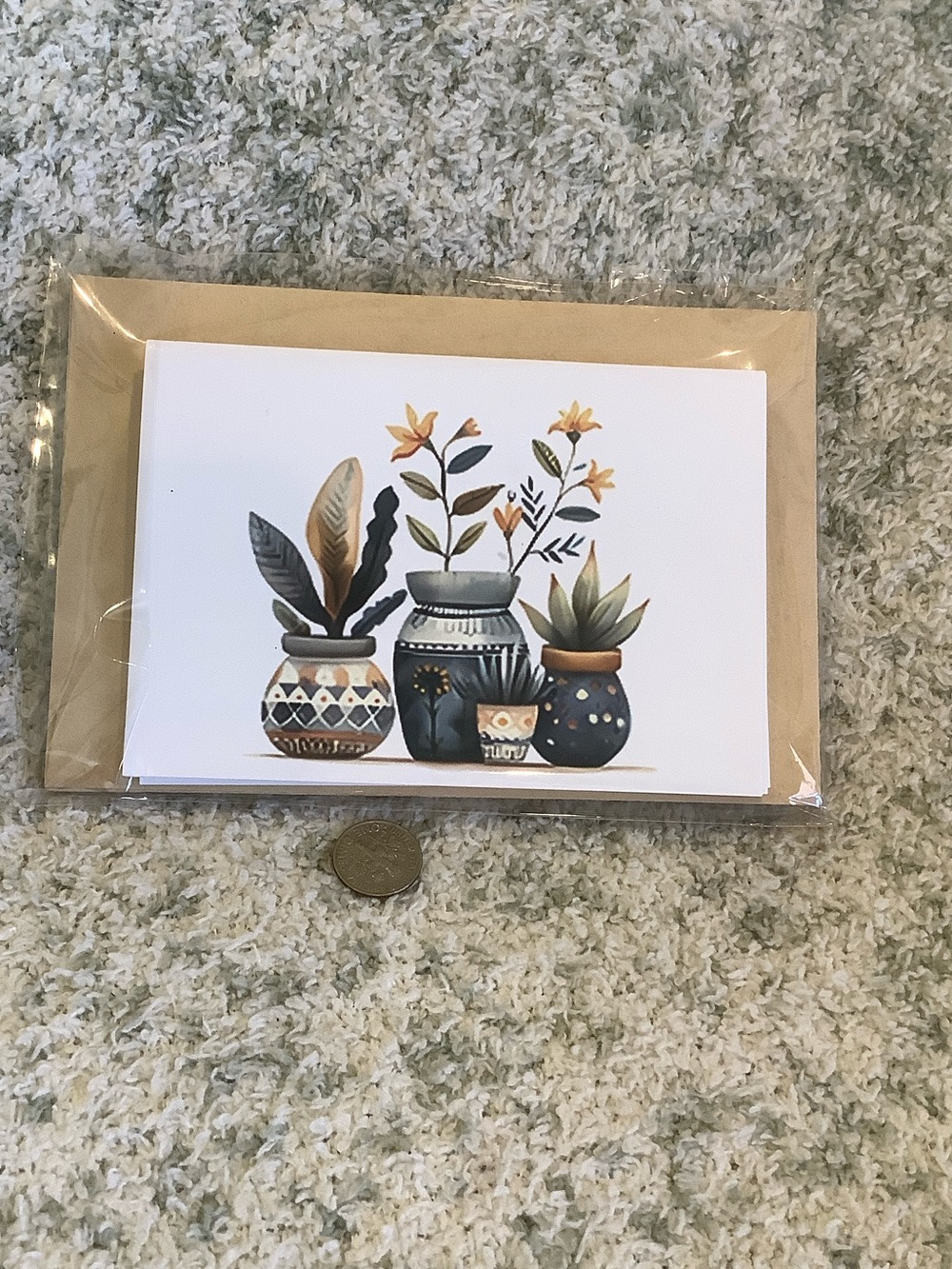 Tropical Botanical Potted Plants Note Cards Set of 6 same design, NWT HC 6x4.5” - Picture 2 of 12